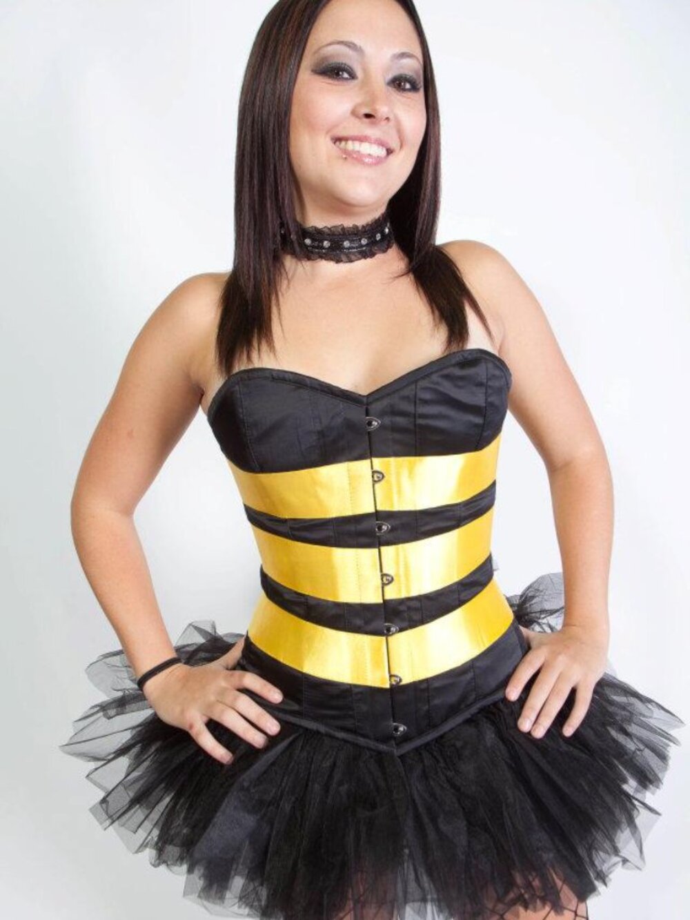 NWT LAST 22"/XS ONLY TINY DANCER HONEY BEE TIGHT LACING STEEL BONED BUG CORSET